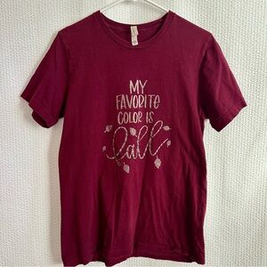 Bella Canvas Women’s Burgundy Red Fall Graphic Short Sleeve Tee Size: M